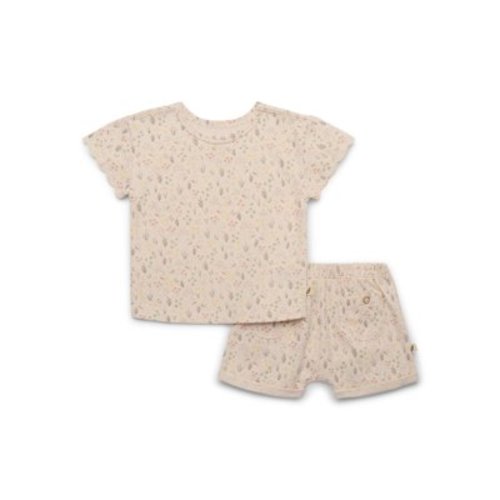 easy-peasy Baby Girls Crinkled Knit Scallop-Trim T-Shirt and Shorts with Pockets Set, 2-Piece, Sizes 0M-24M