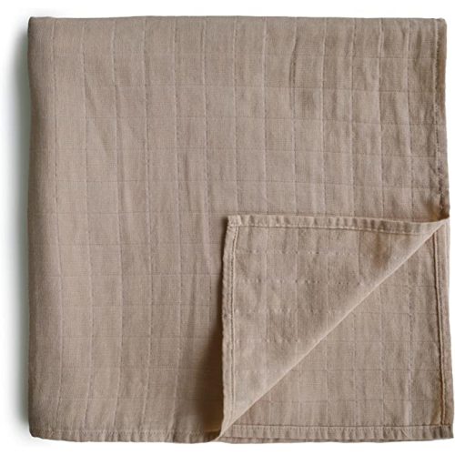 mushie Muslin Baby Swaddle Blanket | 100% Organic Cotton (Natural)