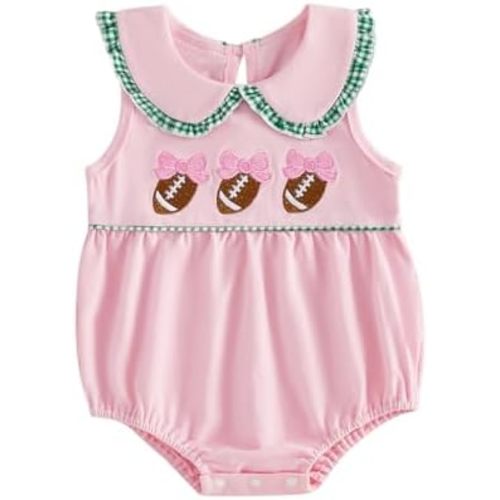 Baby Girl Clothes Newborn Golf Cart Embroidery Peter Pan Collar Sleeveless Romper Bubble Bodysuit Cute Summer Outfit