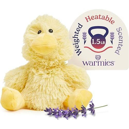 warmies Microwavable & Weighted Stuffed Animals, Duck - Heated Stuffed Animal Plushie for Warmth & Comfort - Cute Soft Plush Toys for Adults & Children (Boys, Girls, Babies & Toddlers)