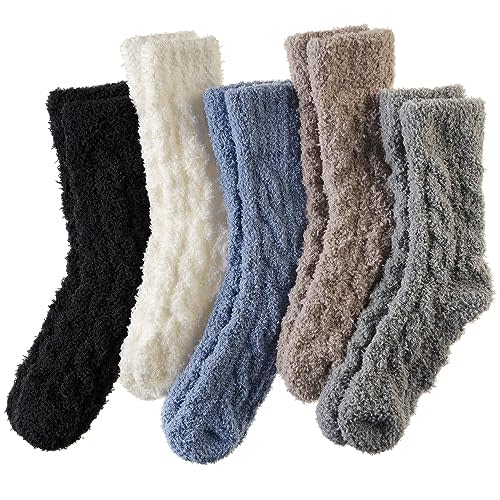 AMENLAN Women Fuzzy Slipper Socks Winter Microfiber Soft Cozy Plush Fluffy Socks Warm Comfy Thermal Home Sleeping Socks
