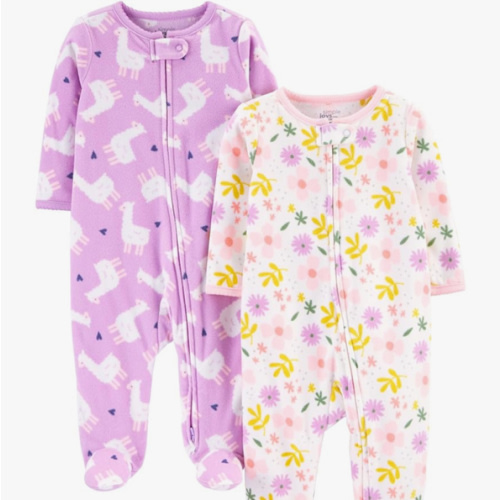 Simple Joys by Carter's Baby Girls' Fleece Footed Sleep and Play, Pack of 2