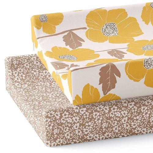 Baby Changing Pad Cover 2-Pack for Girls (Poppy Fields) - Premium Fitted Sheets Baby Diaper Changing Table Cover - Buttery Soft Cotton Blend