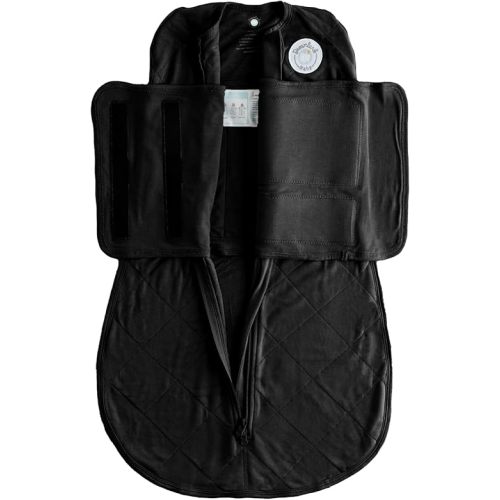 DREAMLAND BABY Viscose Swaddle Sleep Sack (0-6 Months). Ultra Soft Swaddle Blanket w/Built in Band. 97% Viscose, 3% Spandex (Black)