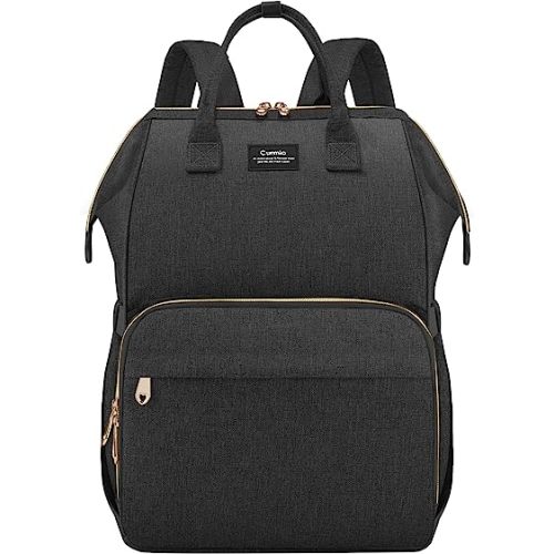 CURMIO Breast Pump Bag Backpack Compatible for Spectra S1, S2, Medela, Pumping Tote with Compartment for Cooler Bag, with Padded Laptop Sleeve for Working Moms, Black