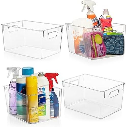 ClearSpace Clear Plastic Storage Bins – Pantry Organizers & Storage Containers, Cabinet Organizer - Home Organization Must Haves for Kitchen, Laundry Room, Office, Closet, Garage & Freezer