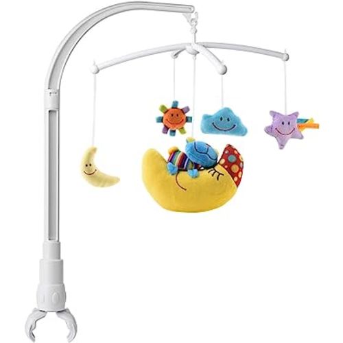 Baby Mobile Holder, 23 Inch Easy-Clamp Crib Mobile, Adorable Baby Crib Mobile with Toy Doll Space Star Moon Slumbers, Infant Stim-Mobile for Cribs