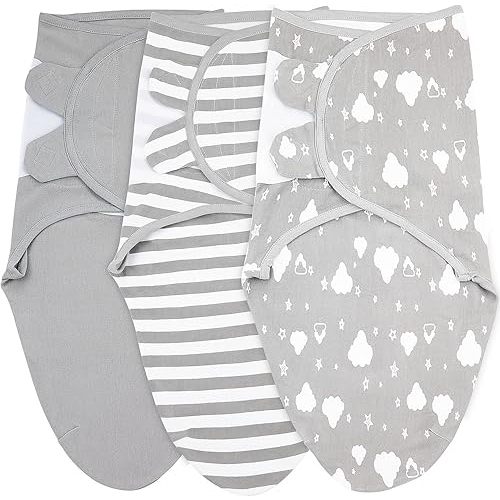 Bublo Baby Swaddles for Newborns - 3 Pack Organic Baby Swaddles 3-6 Months - 3–6-Month swaddles -Baby Swaddle Sleep Sack – Infant Swaddle Sleeping Sack - Baby Swaddle Blanket Wrap (White Grey)