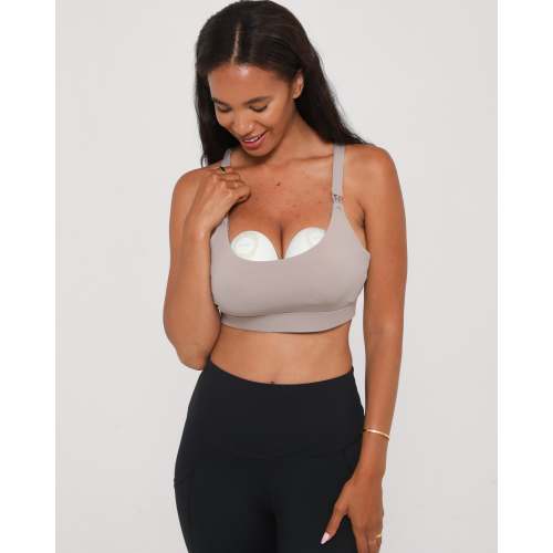 Océane 4 - Medium Support Nursing & Hands Free Pumping Sports Bra (Gravel)