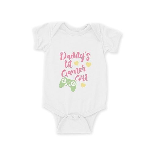 Daddy´s Lil Gamer Girl I Style and Comfort for Your Baby I Unisex Short Sleeve White Baby Body Suit I Multiple Sizes