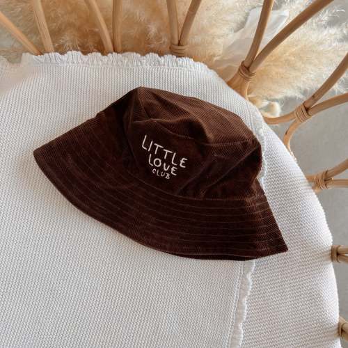 Corduroy 'Little Love Club' Bucket Hat - Brown