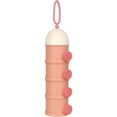Accmor Formula Dispenser On The Go, 4 Layers Stackable Formula Container to Go, Non-Spill Portable Milk Powder Baby & Kids Snack Container, Pink