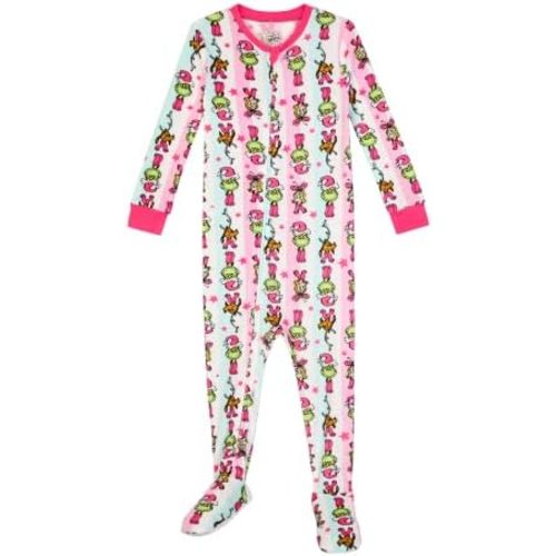 Dr. Seuss Grinch Pajamas Onesie - Zip-Up Sleeper Soft Sleep and Play Outfit - Newborn, Baby, & Toddler Girls & Boy's Pajamas