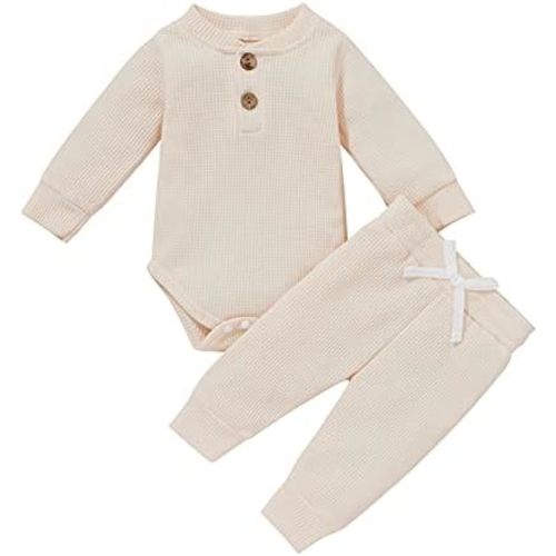 One opening Toddler Baby Boy Girl Clothes Outfits Ribbed Long Sleeve Pullover Sweatshirts Pants Newborn Girl Outfit Set