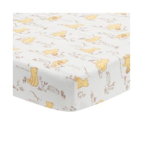 Baby Disney Storytime Pooh 100% Cotton Fitted Crib Sheet - White