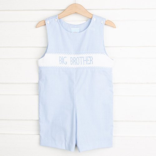 Big Brother Smocked Light Blue Gingham Jon Jon
