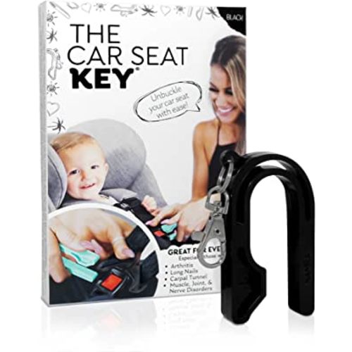The Car Seat Key - Original Car Seat Key Chain Buckle Release Tool - Easy Unbuckle Opener Aid for Nails, Parents, Grandparents & Older Children by NAMRA Made in USA (Black)