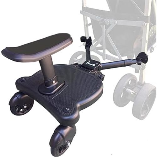 2025 New - MateQ Universal Stroller Board with Detachable Seat – 2in1 Sit or Stand Ride-On for Toddlers – 360° Swivel Wheels, Easy Fit for 99% of Strollers, Holds Up to 55 lbs