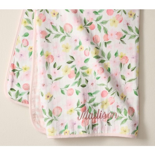 Paisley Peach Oversized Muslin Baby Blanket