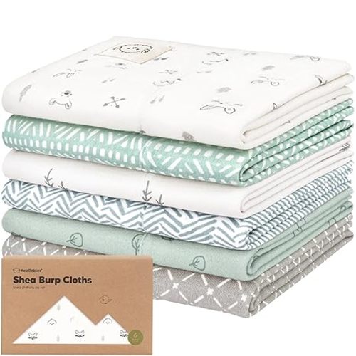 KeaBabies Organic Burp Cloths Baby Boy, Girl, 6-Pack - 20x12" Large Cotton Baby Burp Cloths Girls, Boys, Durable Diaper Rag, Gender Neutral, Ultra Soft & Absorbent Newborn Spit Up Rags (Nordic)