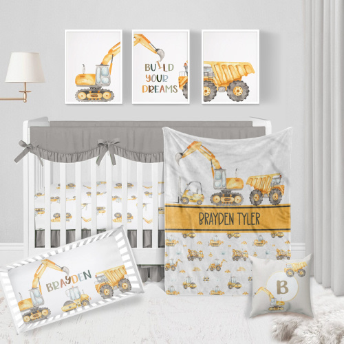 Construction Vehicle Crib Bedding Set