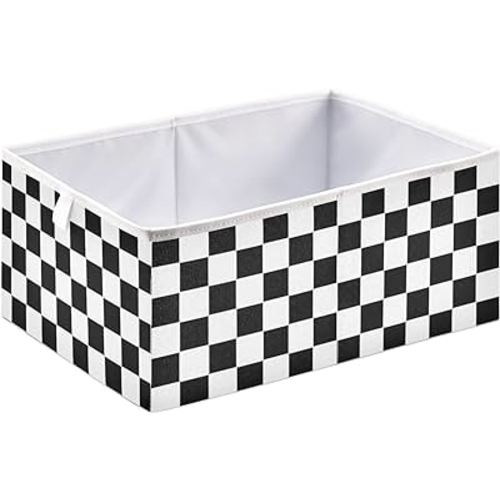 Checkered Racing Flag Cube Storage Bins for Organization, Rectangular Fabric Storage Cubes Storage Bins for Cube Organizer Foldable Storage Baskets for Shelves Living Room
