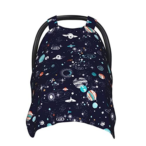 Mcewoel Space Car Seat Cover for Baby, Nursing Cover for Mom, Space Stuff Gifts for Infant Baby