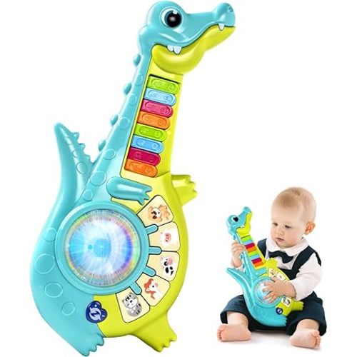 Marstone Toddler Toys for 1 2 Year Old Boy Gift: Baby Musical Toys 12-18 Months, Educational Learning Piano Guitar for Baby 1-3 with Animals and Sounds, 1st First Birthday Gifts for Kids, Girls