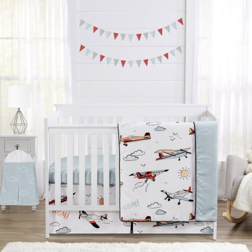 Sweet Jojo Designs Airplane Red and Blue 4 Piece Crib Bedding Set | Wayfair