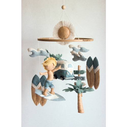 Surfer boy mobile, surf baby mobile, surf nursery decor