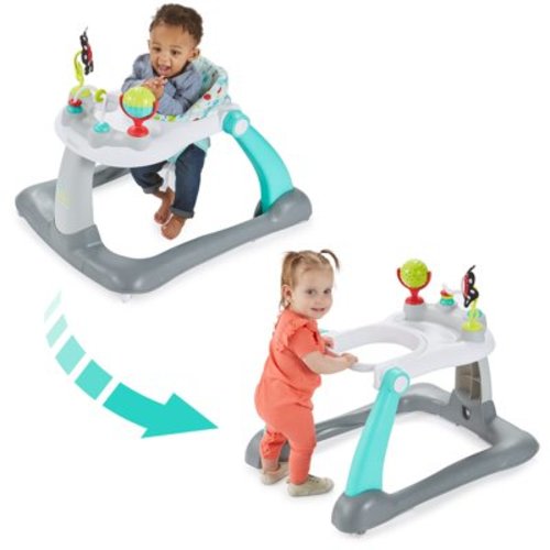 Kolcraft Tiny Steps 2-in-1 Baby Walker, Foldable, Seated or Walk-Behind, Baby Girl or Boy - Bubbles