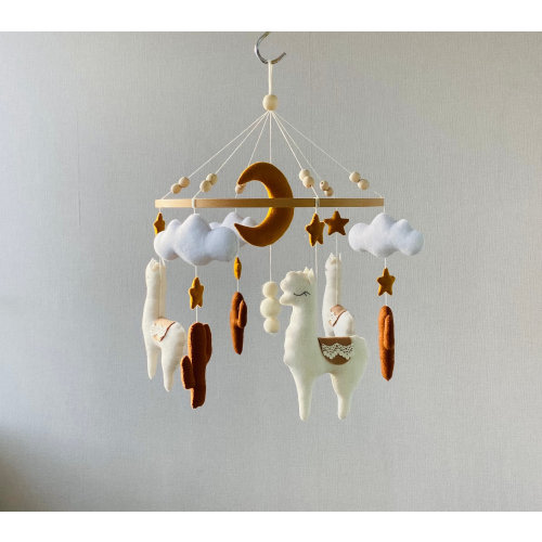 Boho llama mobile, nursery alpaca mobile, baby mobile girl and boy, crib felt mobile, boho nursery, scandinavian mobile, baby shower gift