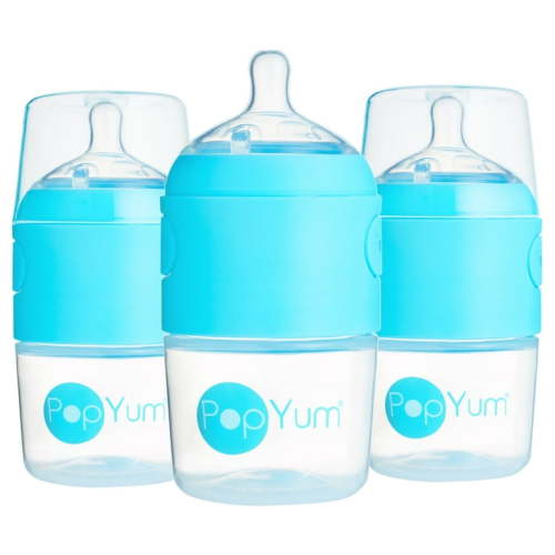PopYum 5 oz Anti-Colic Formula Making Baby Bottle 3-Pack - Blue