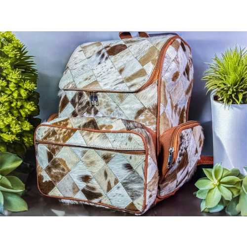 Handmade Cowhide Leather Diaper Backpack: Western Travel Bag