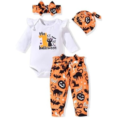 fioukiay Baby Girls Clothes Infant Romper Bodysuit Pants Set with Headband