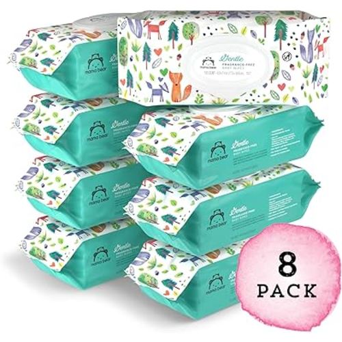 Amazon Brand - Mama Bear Gentle Fragrance Free Baby Wipes, Hypoallergenic, 800 Count (8 Packs of 100)