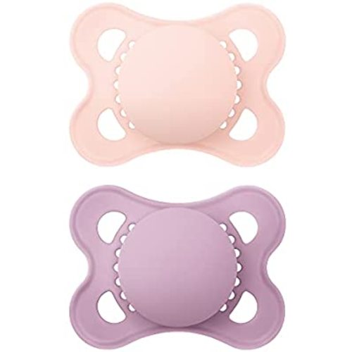 MAM Original Matte Baby Pacifier, Nipple Shape Helps Promote Healthy Oral Development, Sterilizer Case, 2 Pack, 0-6 Months, Girl,2 Count (Pack of 1)