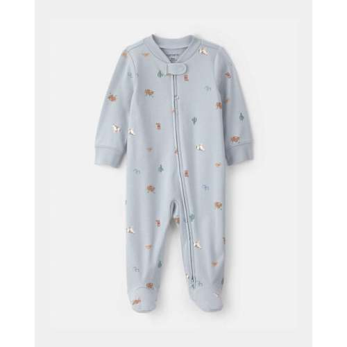 Baby Western 100% Cotton 2-Way Zip Sleep & Play Pajamas - Blue | Carter's