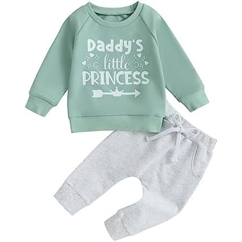 Engofs Toddler Newborn Baby Girl Fall Winter Outfits Long Sleeve Sweatshirt Tops Pants Headband 3Pcs Clothes Set