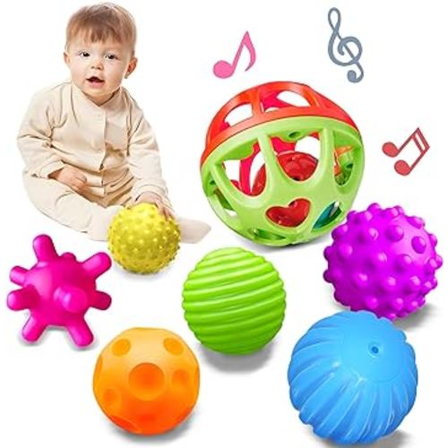 Montessori Toys - Sensory Balls for Baby, Multiple Textures Colorful Toddler Sensory Toys for Babies 1-3 Hand Catching Baby Balls, Baby Rattle 3-6 Months Old Baby Toys for 6-12 Months