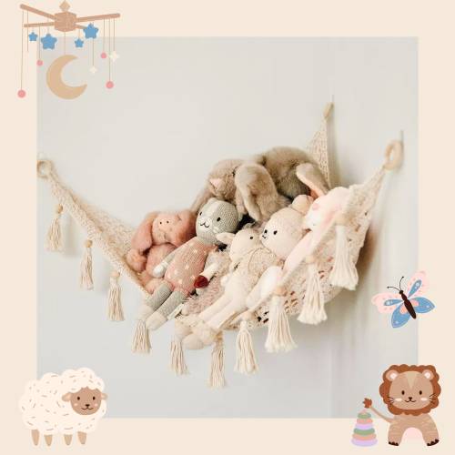 Macrame Stuffed Animals Hammock, Boho Toy Hammock, Macrame Toy Net, Stuffed Animal Storage, Baby Shower Gift, Plushies Storage CyberWeekSale