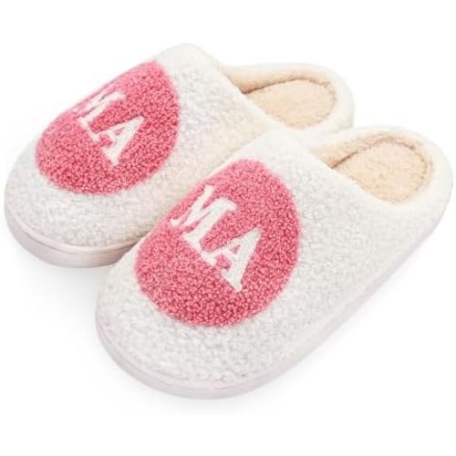 Fun Cute Mama Slippers for Women, Cute Cozy Mama Bear Slipper, Soft Plush Memory Foam Slip On Slippers House Slippers for Home Kitchen Bedroom Winter, Womens Christmas Gifts for Mom