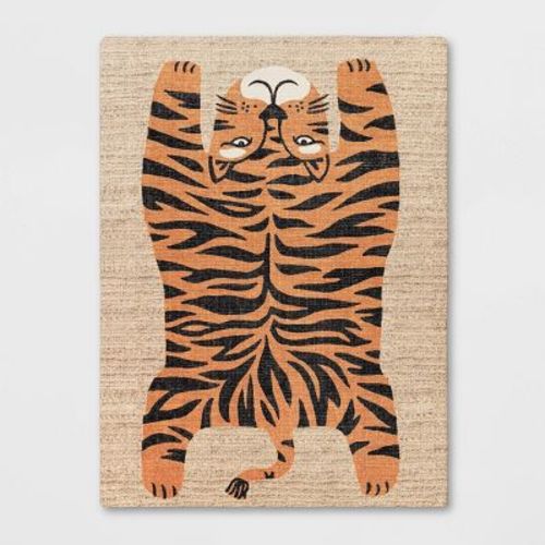 4'x5'6" Tiger Kids' Rug - Pillowfort™: Braided Polyester, Flat Pile, Machine Made
