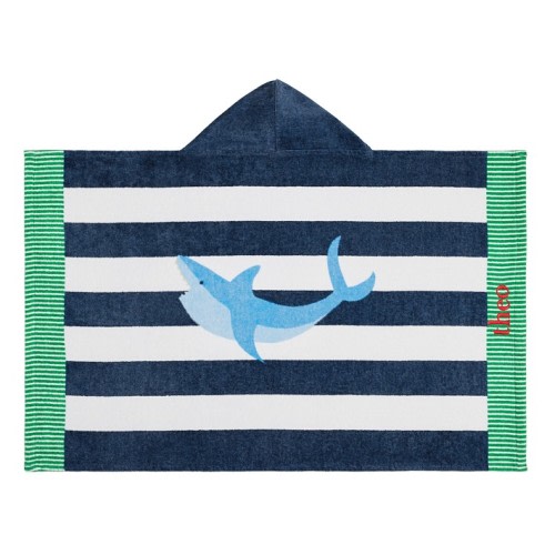 Rugby Stripe Shark Beach Hooded Towel UPF 50+