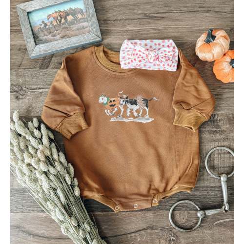 Calves in Costumes Bubble Romper - Brown