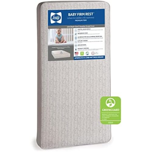 Sealy Baby Firm Rest Waterproof Standard Toddler & Baby Crib Mattress - 204 Premium Coils, Healthy Clean, 51.7” x 27.3"