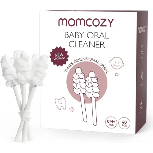 Momcozy Baby Tongue Cleaner Gauze, Baby Toothbrush Disposable Oral Cleaner, Toddler Tooth Brush for Tooth Mouth Gum Clean, Infant Toothbrush Oral Cleaning Stick, Baby Oral Cleaner Newborn, 40 Count