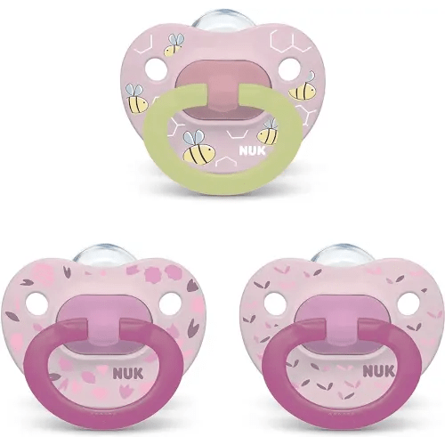 NUK Orthodontic Pacifier Value Pack, Girl, 0-6 Months, 3 Count(Pack of 1)