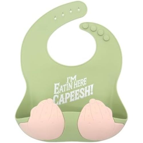 Teasin' Teethers Funny Italian Silicone Baby Bib with Pocket Food Catcher for Toddlers and Infants Funny Baby Bib Gift