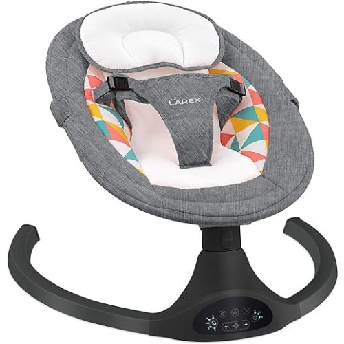 LAREX Baby Swings Electric Baby Swing Bluetooth Infant Swing Portable Rocker with 5 Speeds, 1 Seat Position, Remote Control, Dark Grey
